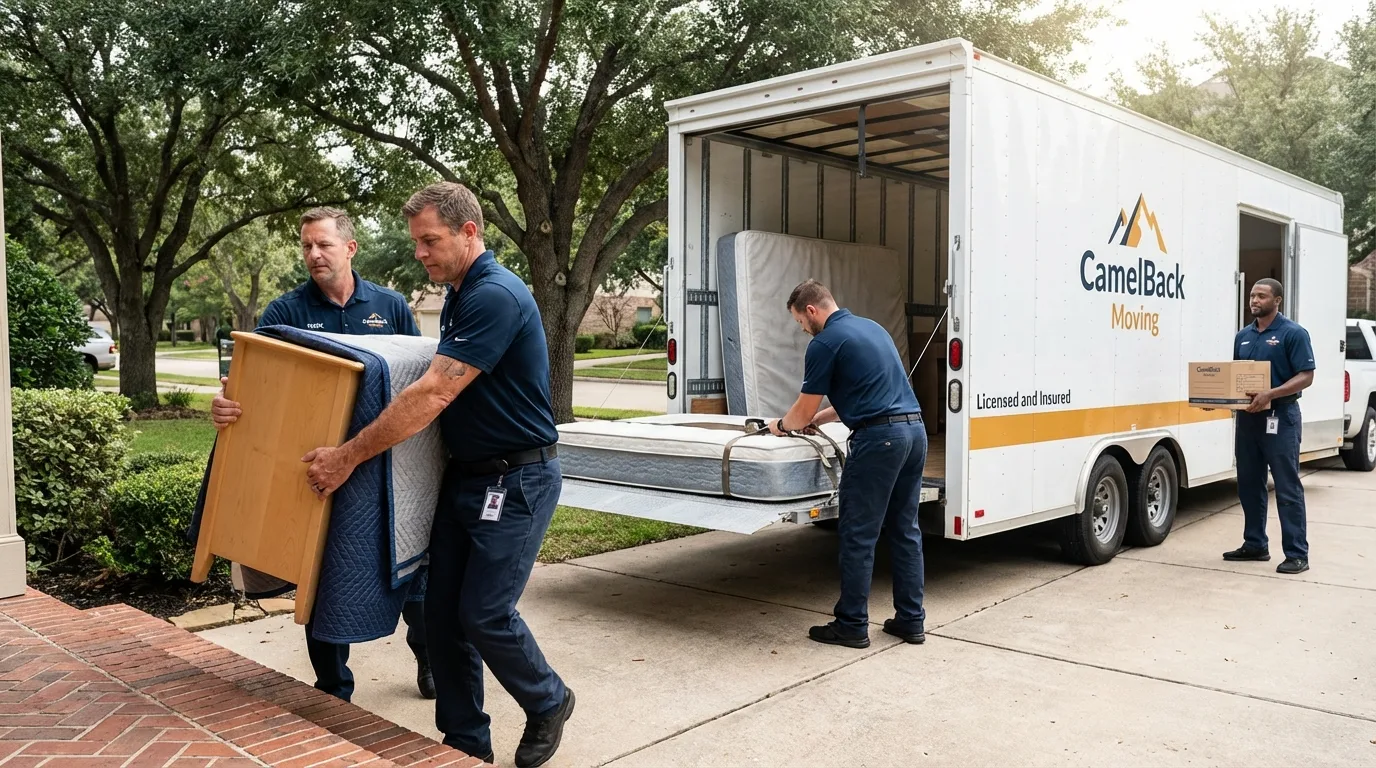 Crew loading residential truck for cross-state move from Lone Jack, MO