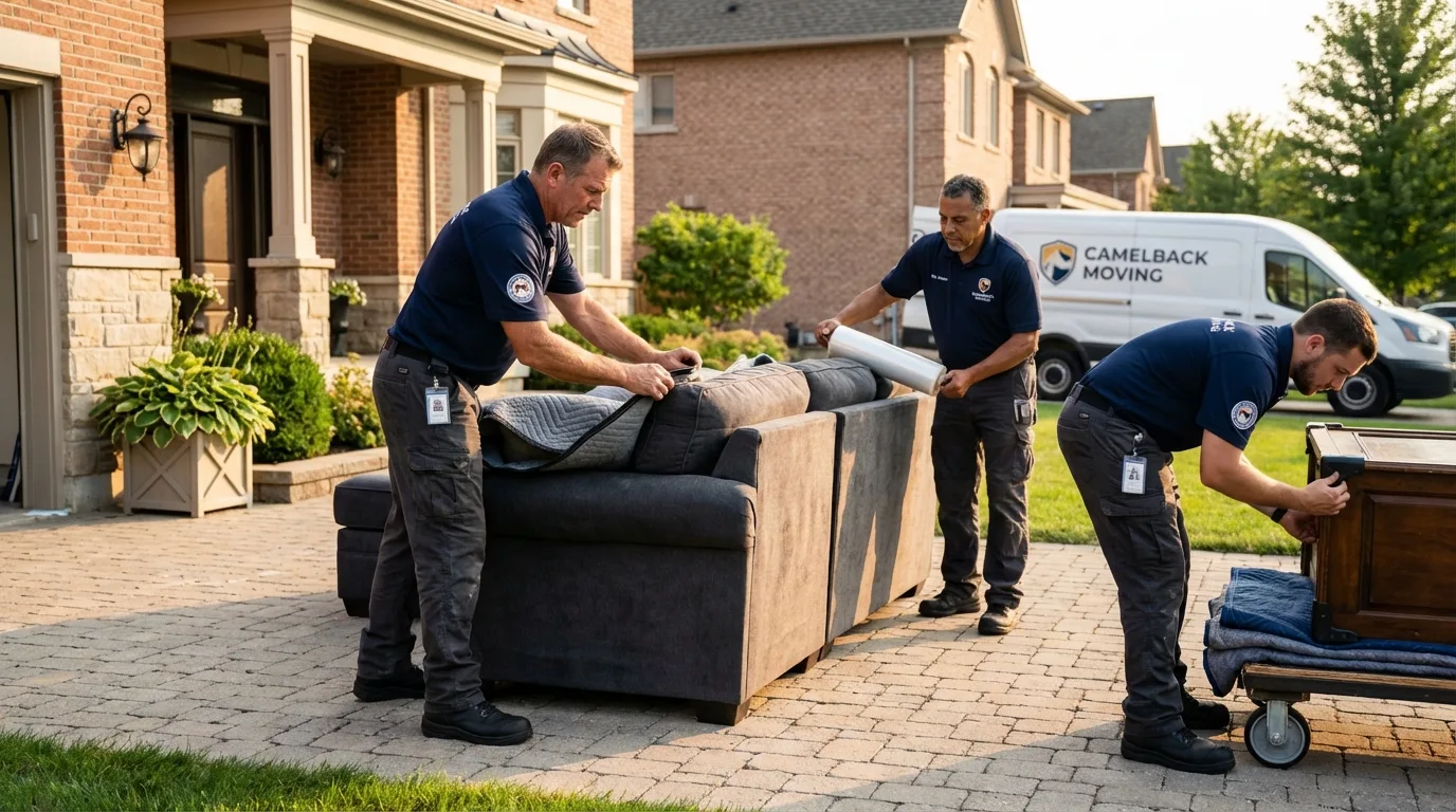 Large estate moving crew wrapping furniture in Lone Jack, MO